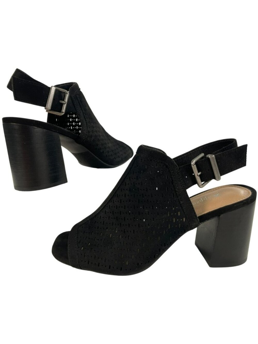 Xappeal Peep-Toe Block Heel Black Sandals Adjustable Strap Women's Sz 8 NEW